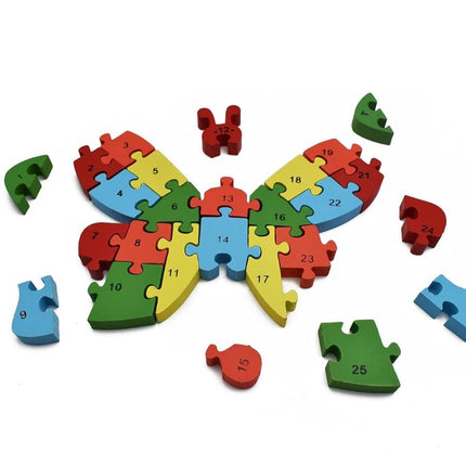 Assorted numbers & alphabet wooden puzzle - Butterfly