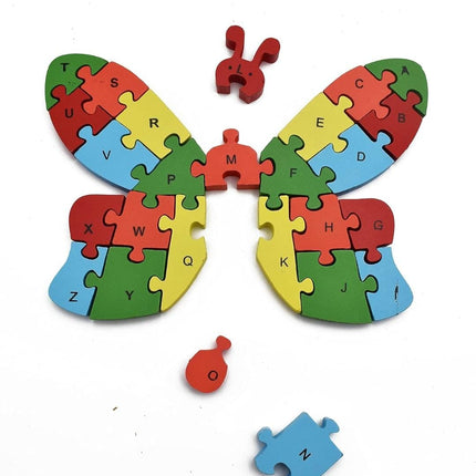 Assorted numbers & alphabet wooden puzzle - Butterfly