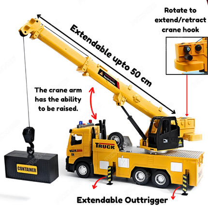 Big Size Crane Toy for Kids β 50cm Extendable Arm | Lights & Sound | Rotating Boom | Realistic Construction Toy for Boys & Girls