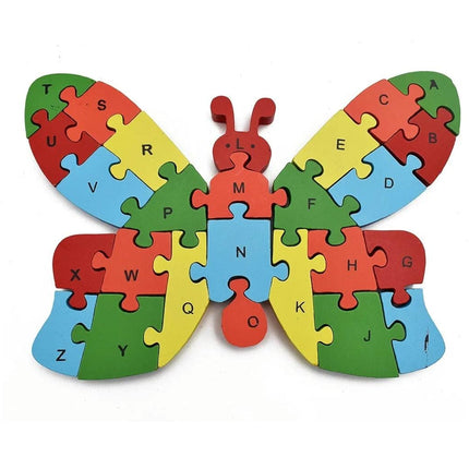 Assorted numbers & alphabet wooden puzzle - Butterfly