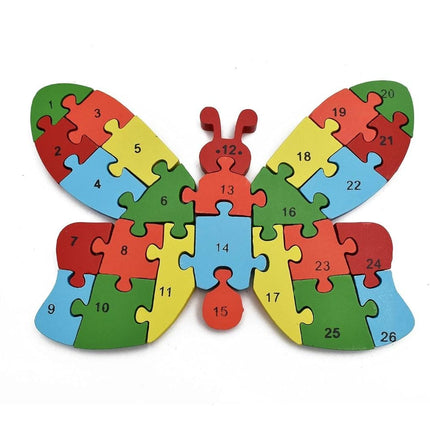 Assorted numbers & alphabet wooden puzzle - Butterfly