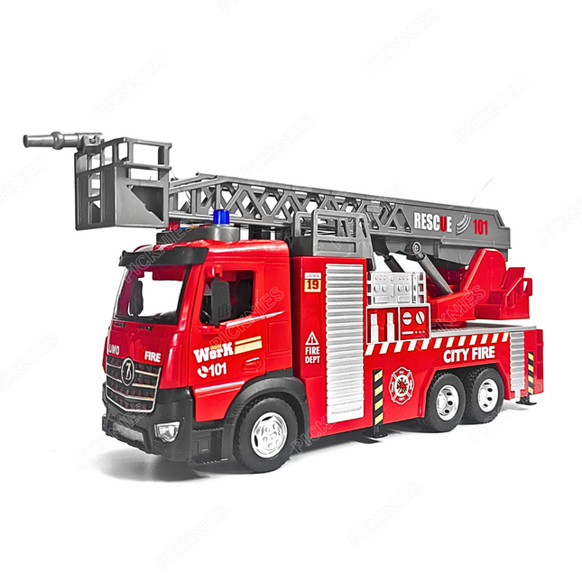 Fire Engine Truck Toy for Kids – Lights & Sounds | 50cm Extendable Ladder | Real Water Spray | Rescue Vehicle Toy