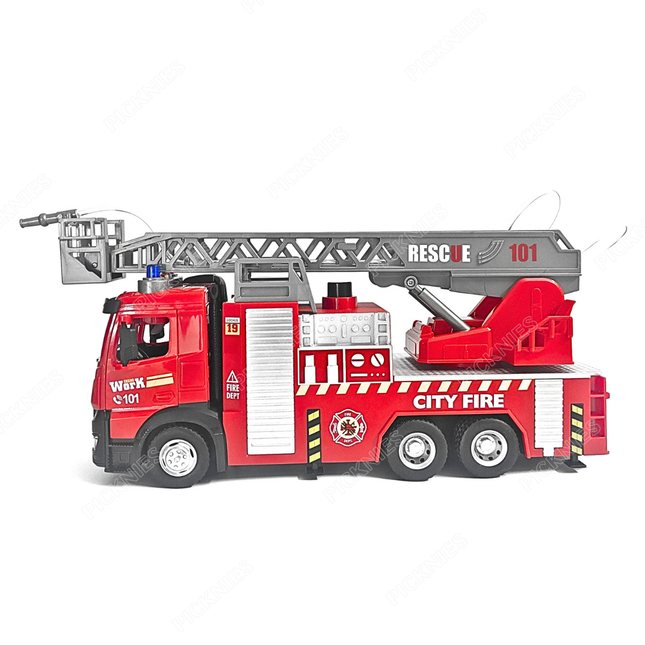 Fire Engine Truck Toy for Kids – Lights & Sounds | 50cm Extendable Ladder | Real Water Spray | Rescue Vehicle Toy