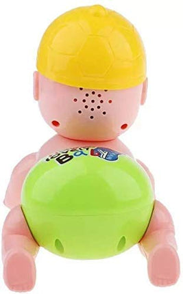 Crawling baby with cap