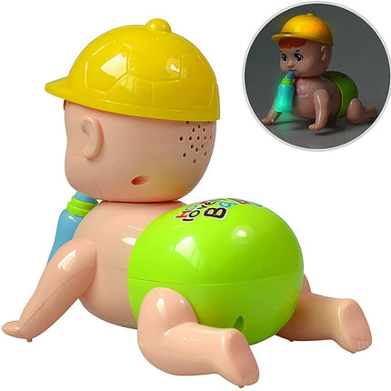 Crawling baby with cap