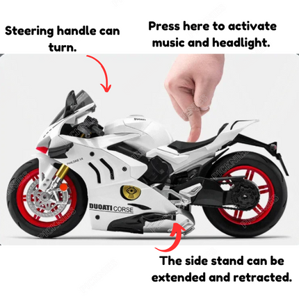 Ducati Panigale(White) - 1: 20 Diecast Metal Bike