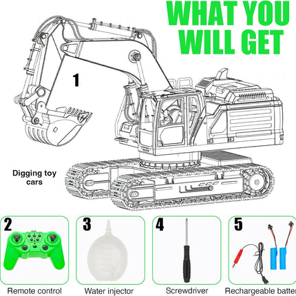 RC Excavator with Smoke - 2.4GHz - 12CH