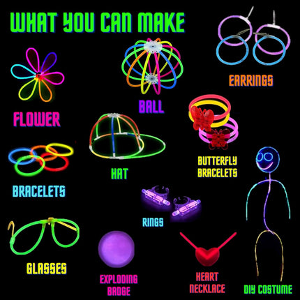 Glow In The Dark Party Favors Glow Stick Party Pack (152 pcs)