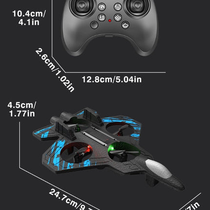 RC Glider Plane for Kids – Remote Control Fighter Aircraft with LED Lights – 2.4GHz Rechargeable Flying Toy