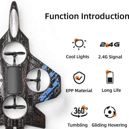 RC Glider Plane for Kids – Remote Control Fighter Aircraft with LED Lights – 2.4GHz Rechargeable Flying Toy