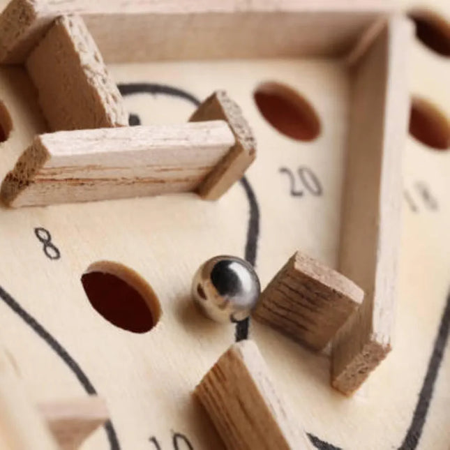 Mini Wooden Labyrinth Ball Maze Puzzle Game